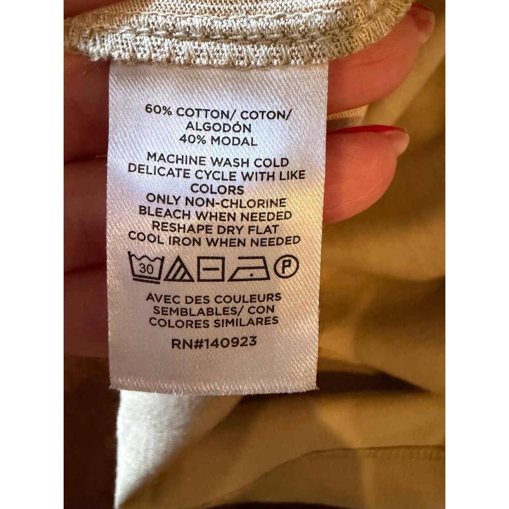 LOFT Knit Tee Women Medium Petite Tan Brown NWT Cap Sleeve Crew Neck Top Preppy - Picture 9 of 9